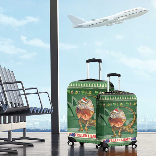 Aussie Frilled Lizard Luggage Cover Merry Christmas