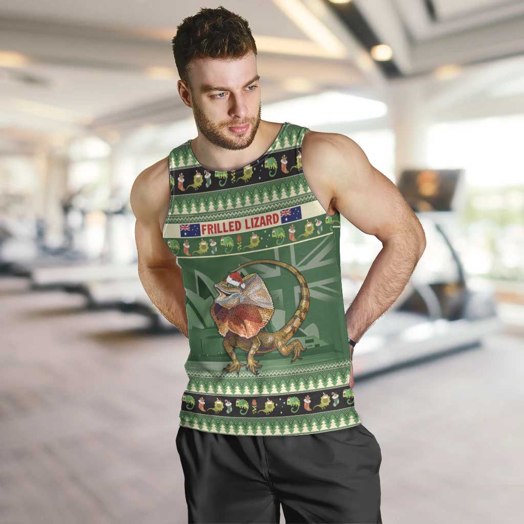 Aussie Frilled Lizard Men Tank Top Merry Christmas