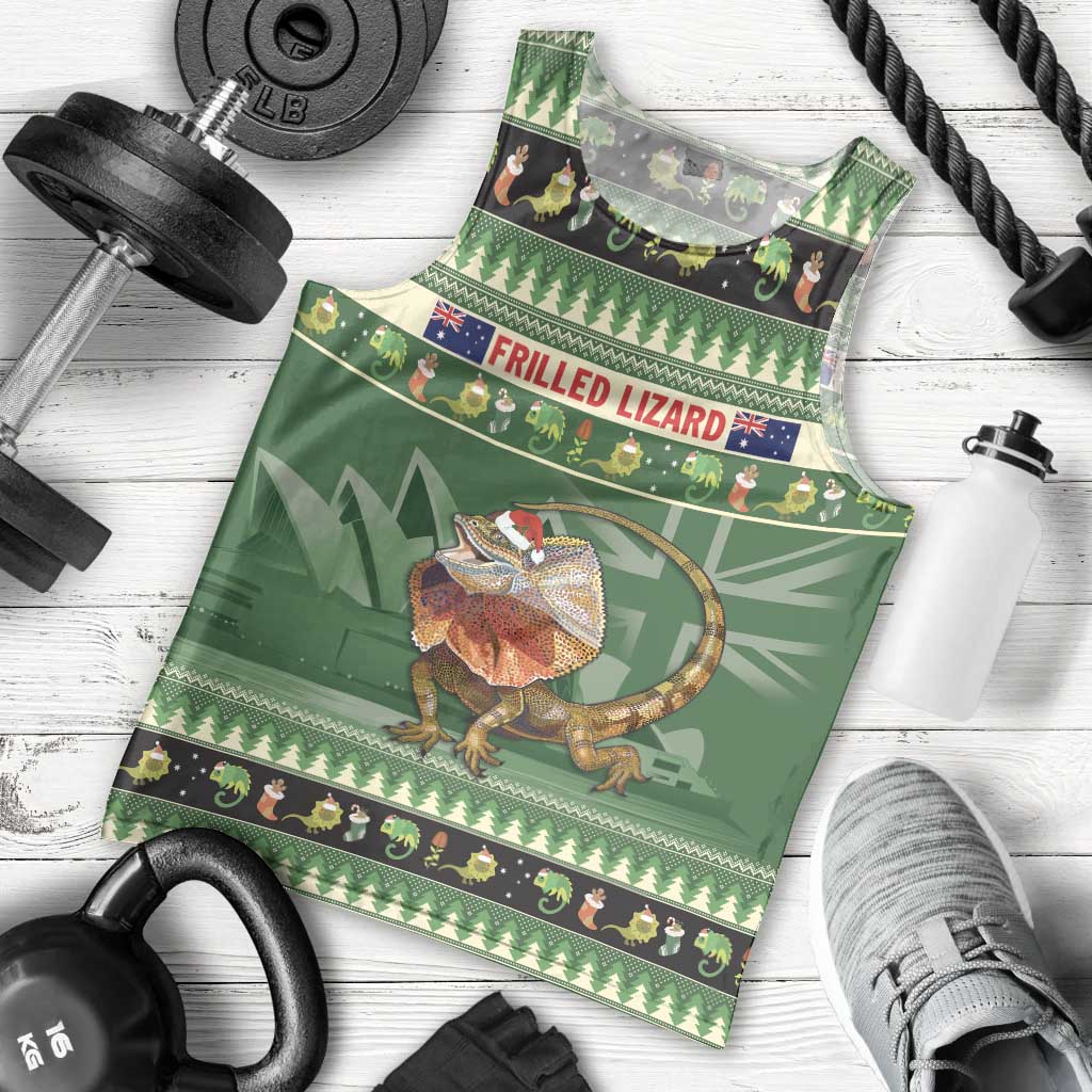 Aussie Frilled Lizard Men Tank Top Merry Christmas
