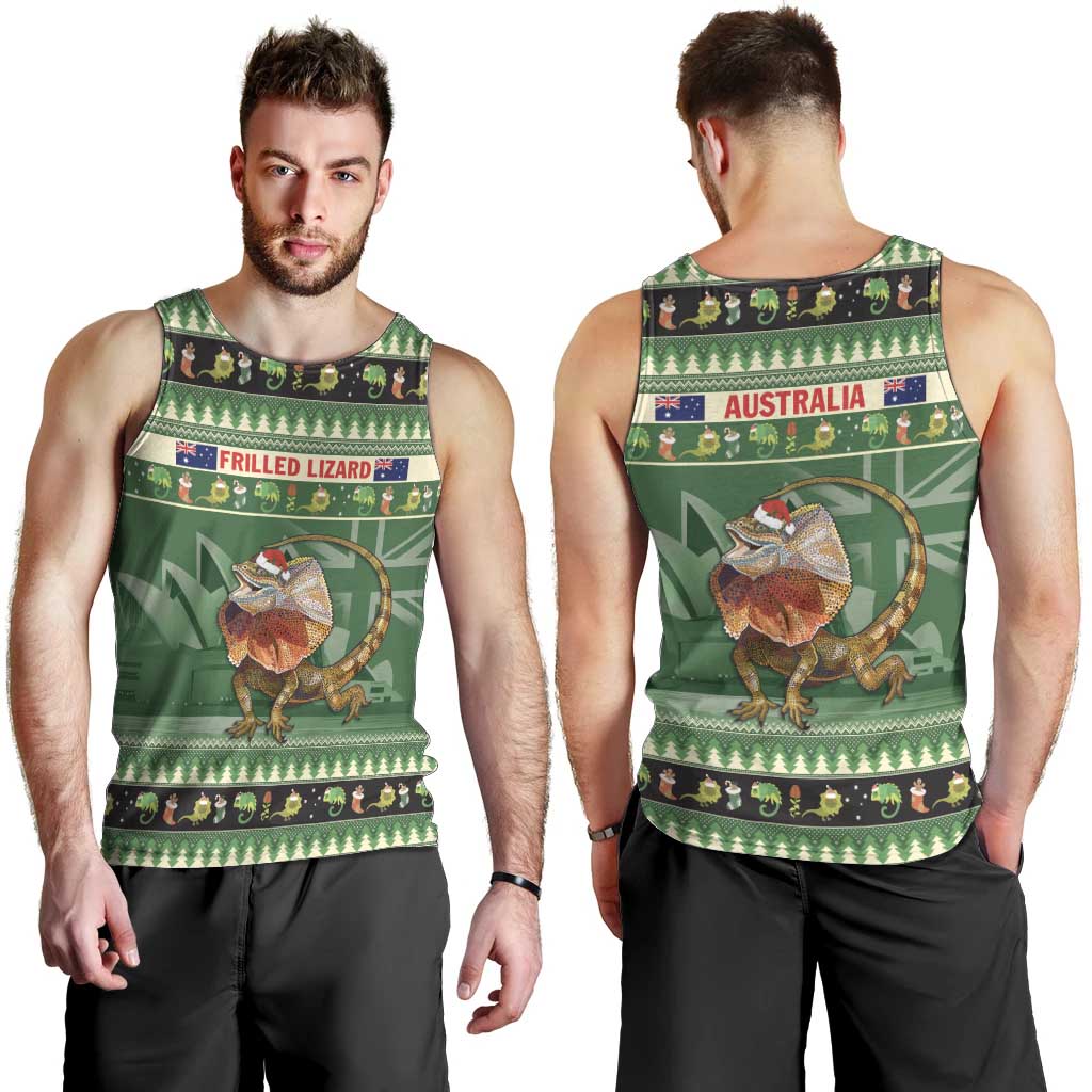 Aussie Frilled Lizard Men Tank Top Merry Christmas