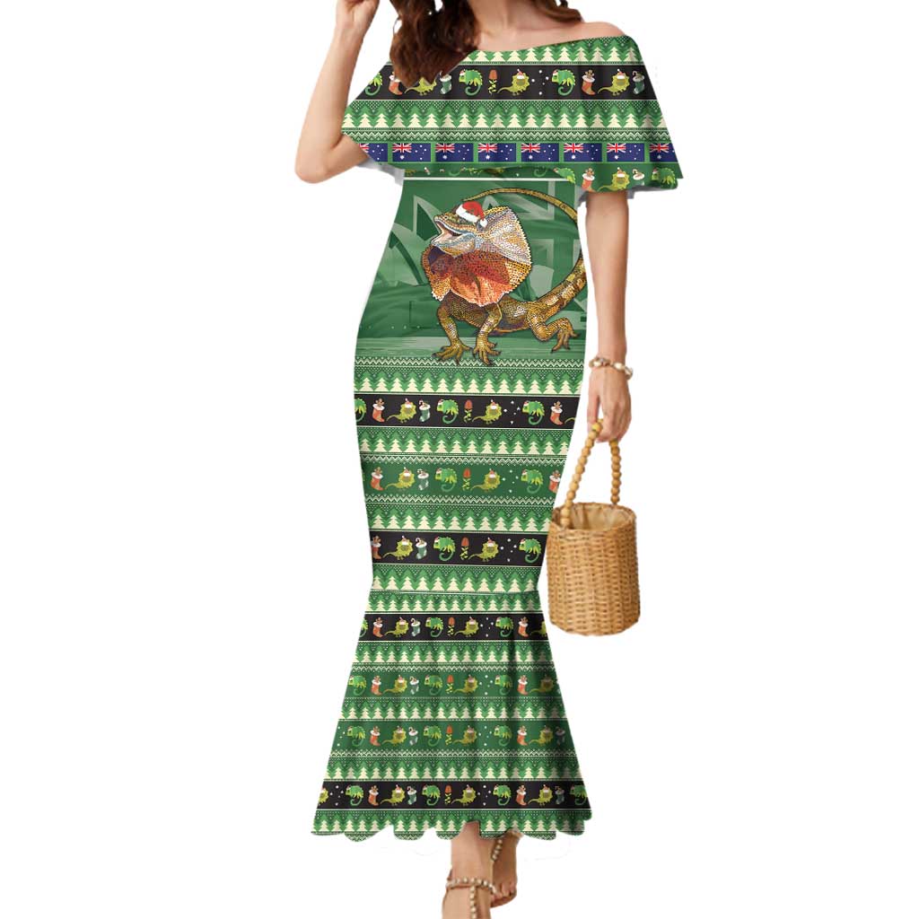 Aussie Frilled Lizard Mermaid Dress Merry Christmas
