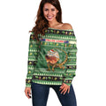 Aussie Frilled Lizard Off Shoulder Sweater Merry Christmas