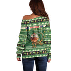 Aussie Frilled Lizard Off Shoulder Sweater Merry Christmas