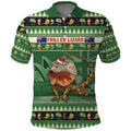 Aussie Frilled Lizard Polo Shirt Merry Christmas