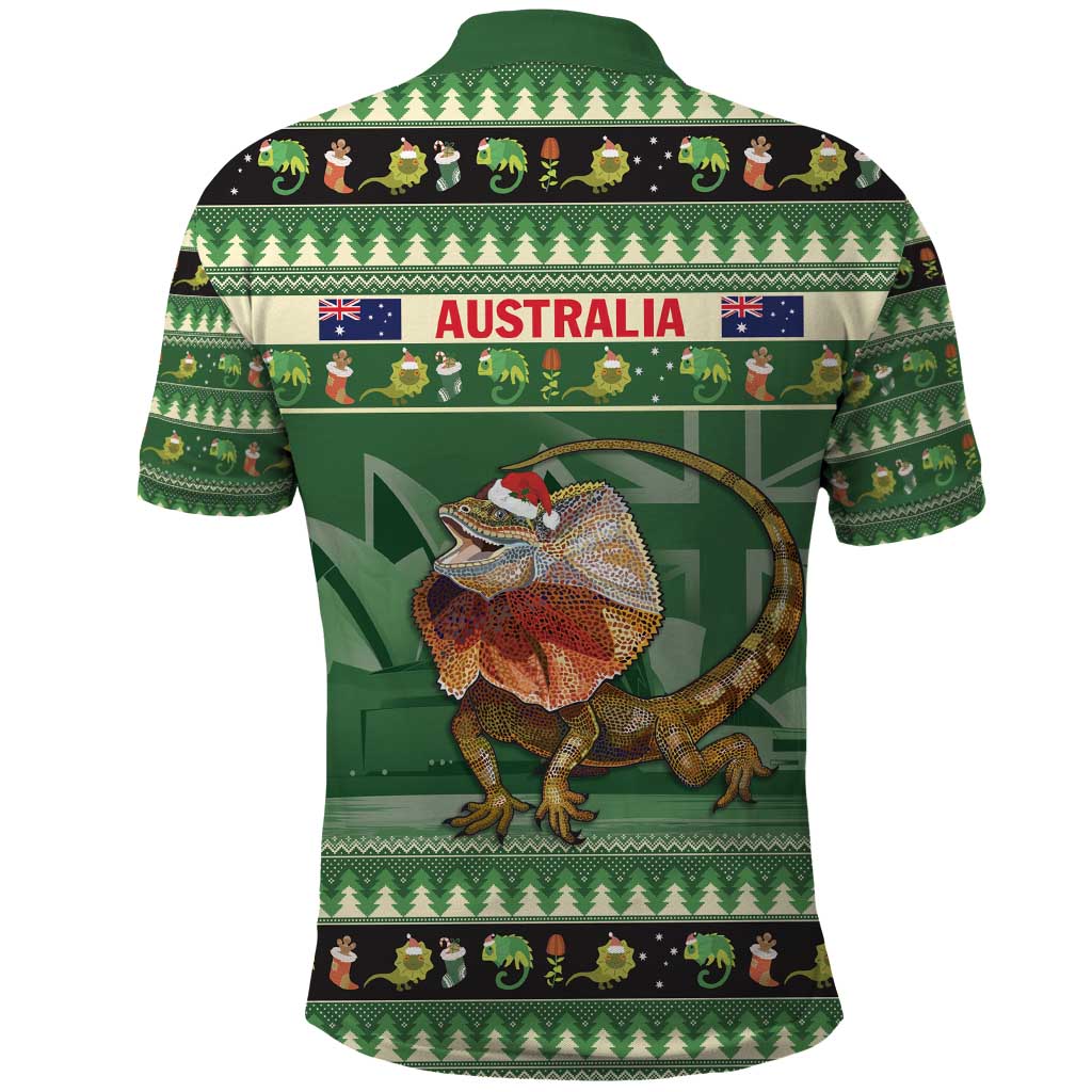 Aussie Frilled Lizard Polo Shirt Merry Christmas