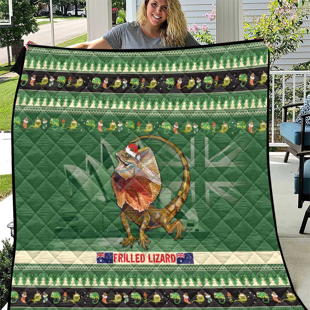 Aussie Frilled Lizard Quilt Merry Christmas