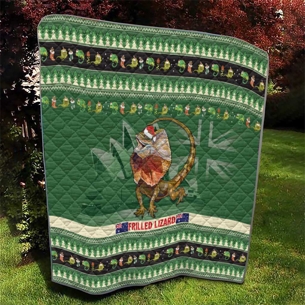 Aussie Frilled Lizard Quilt Merry Christmas