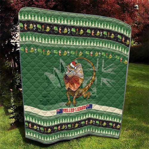 Aussie Frilled Lizard Quilt Merry Christmas