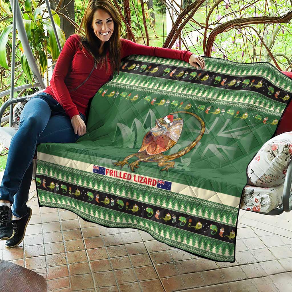 Aussie Frilled Lizard Quilt Merry Christmas