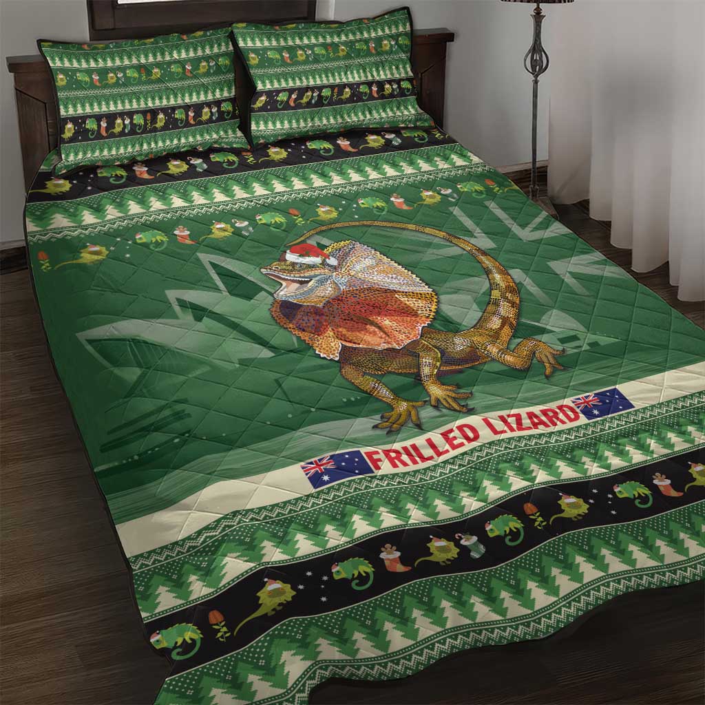 Aussie Frilled Lizard Quilt Bed Set Merry Christmas