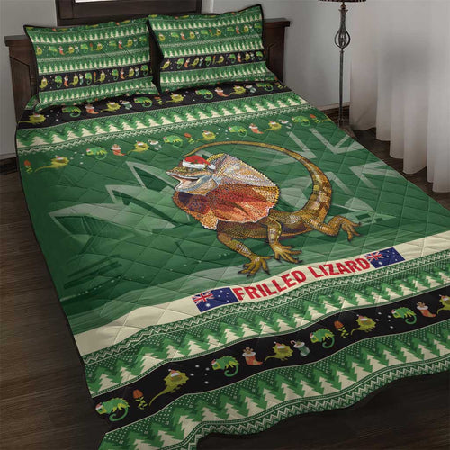 Aussie Frilled Lizard Quilt Bed Set Merry Christmas