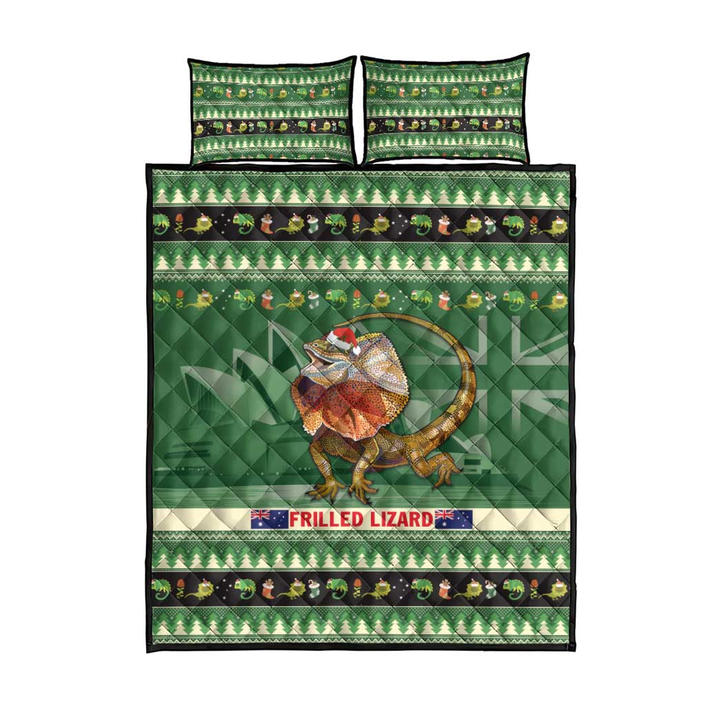 Aussie Frilled Lizard Quilt Bed Set Merry Christmas