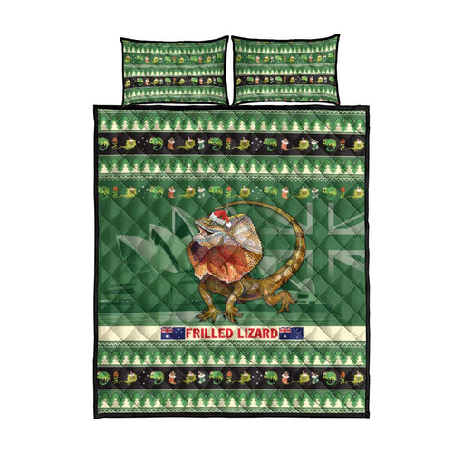 Aussie Frilled Lizard Quilt Bed Set Merry Christmas