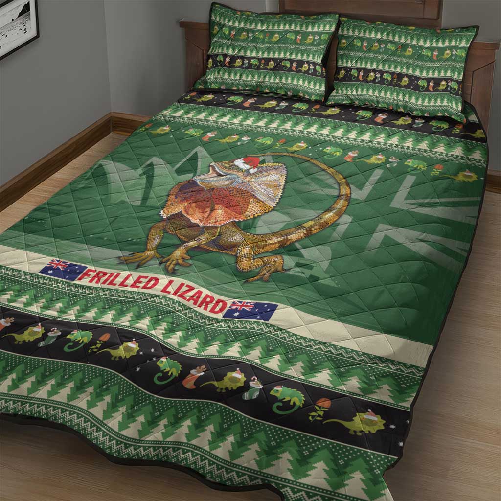 Aussie Frilled Lizard Quilt Bed Set Merry Christmas