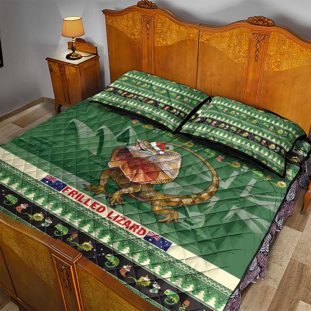 Aussie Frilled Lizard Quilt Bed Set Merry Christmas