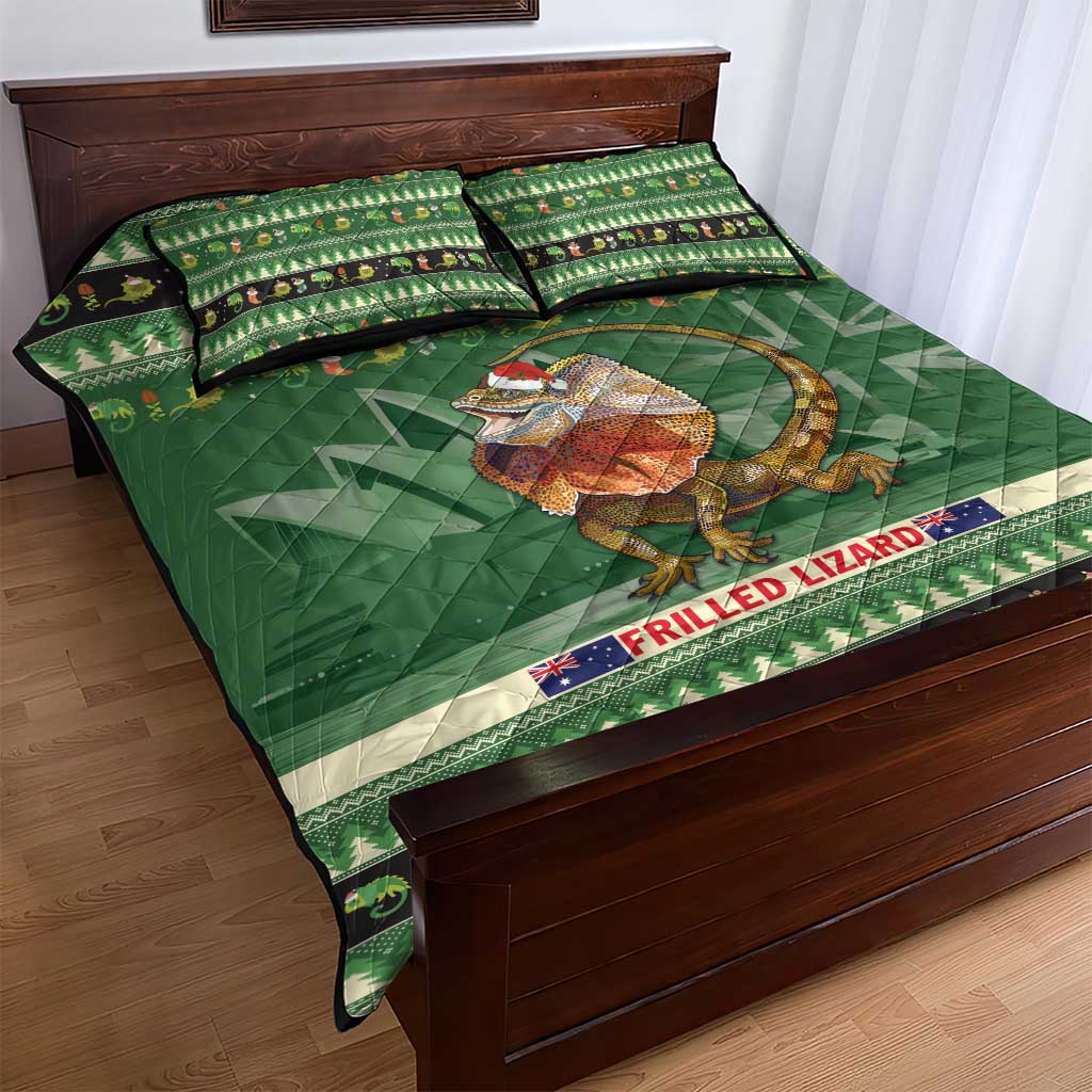 Aussie Frilled Lizard Quilt Bed Set Merry Christmas