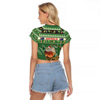 Aussie Frilled Lizard Raglan Cropped T Shirt Merry Christmas