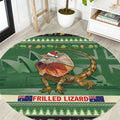 Aussie Frilled Lizard Round Carpet Merry Christmas