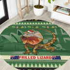 Aussie Frilled Lizard Round Carpet Merry Christmas