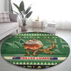 Aussie Frilled Lizard Round Carpet Merry Christmas