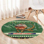 Aussie Frilled Lizard Round Carpet Merry Christmas