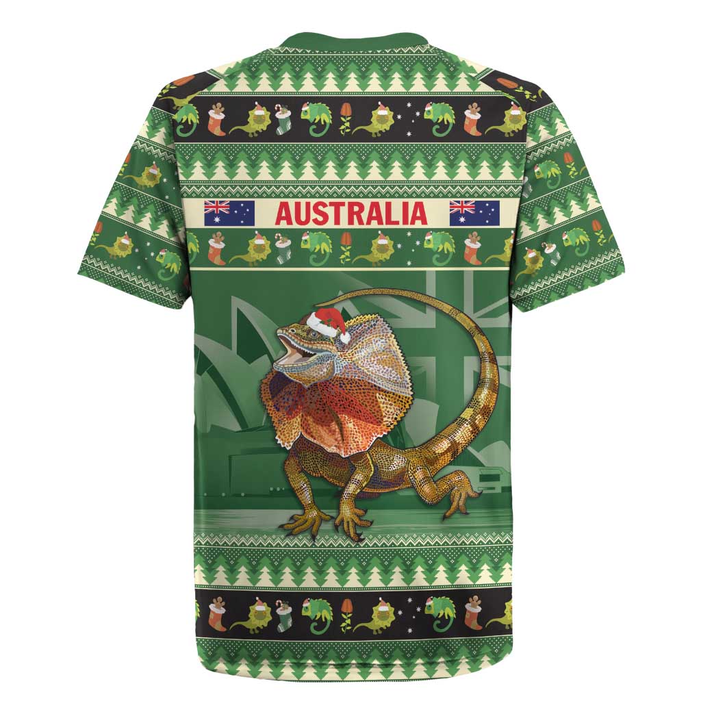 Aussie Frilled Lizard Rugby Jersey Merry Christmas