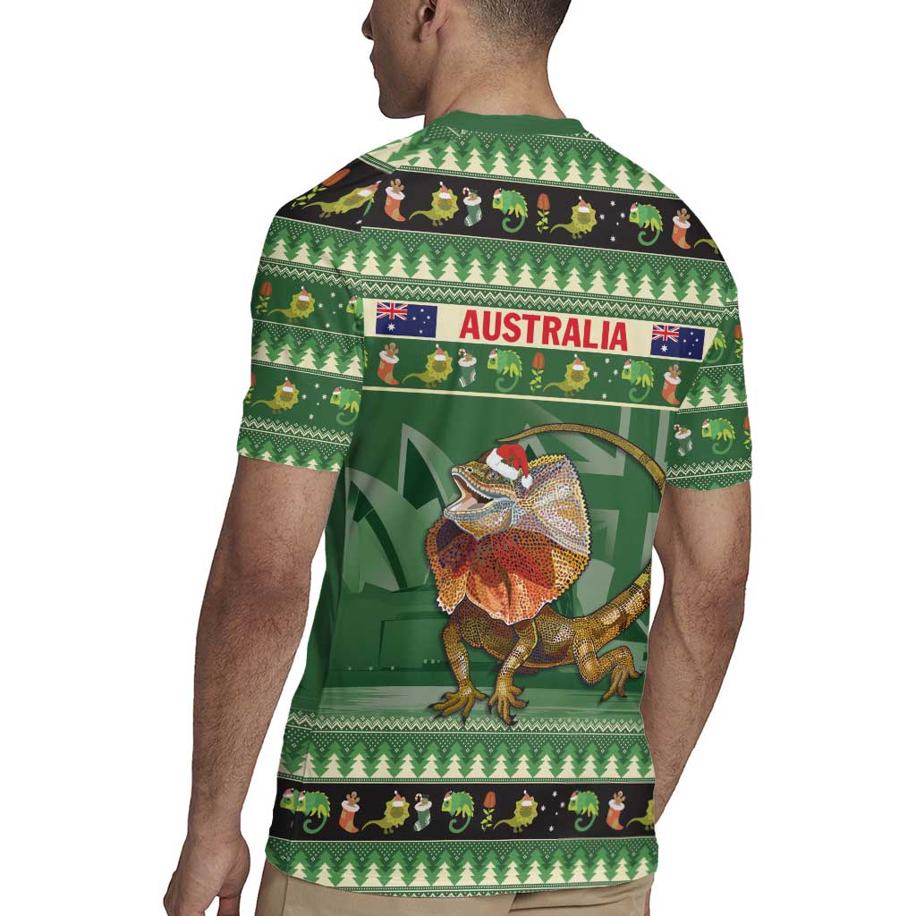 Aussie Frilled Lizard Rugby Jersey Merry Christmas