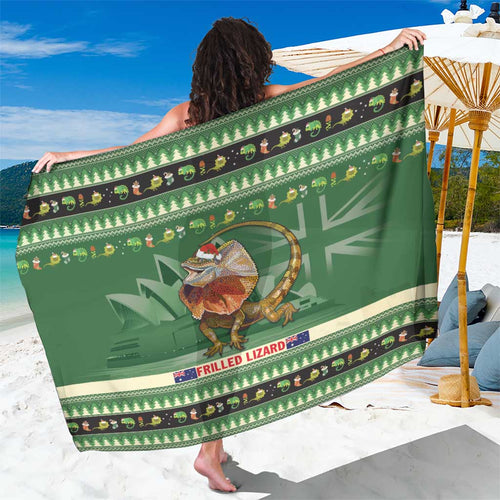 Aussie Frilled Lizard Sarong Merry Christmas