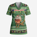 Aussie Frilled Lizard Scrub Top Merry Christmas - Aussie Hoodie