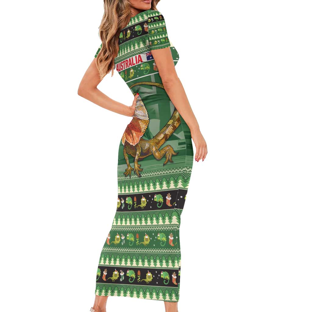 Aussie Frilled Lizard Short Sleeve Bodycon Dress Merry Christmas