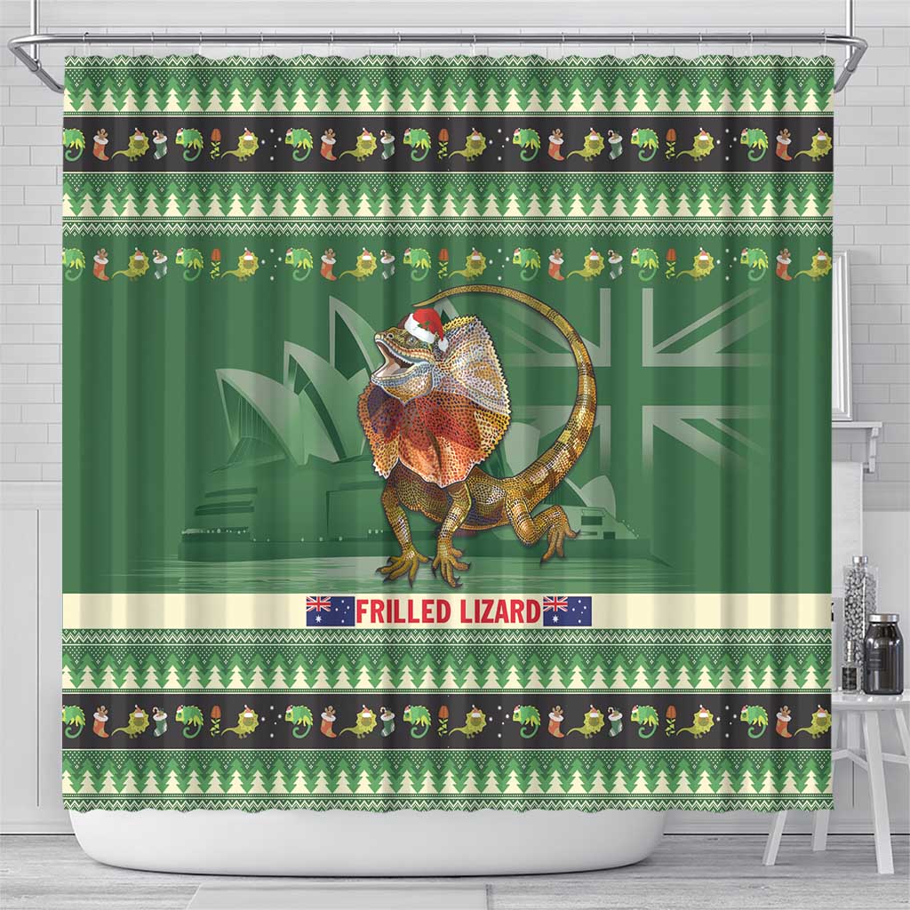 Aussie Frilled Lizard Shower Curtain Merry Christmas