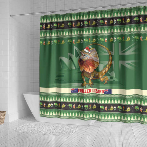 Aussie Frilled Lizard Shower Curtain Merry Christmas