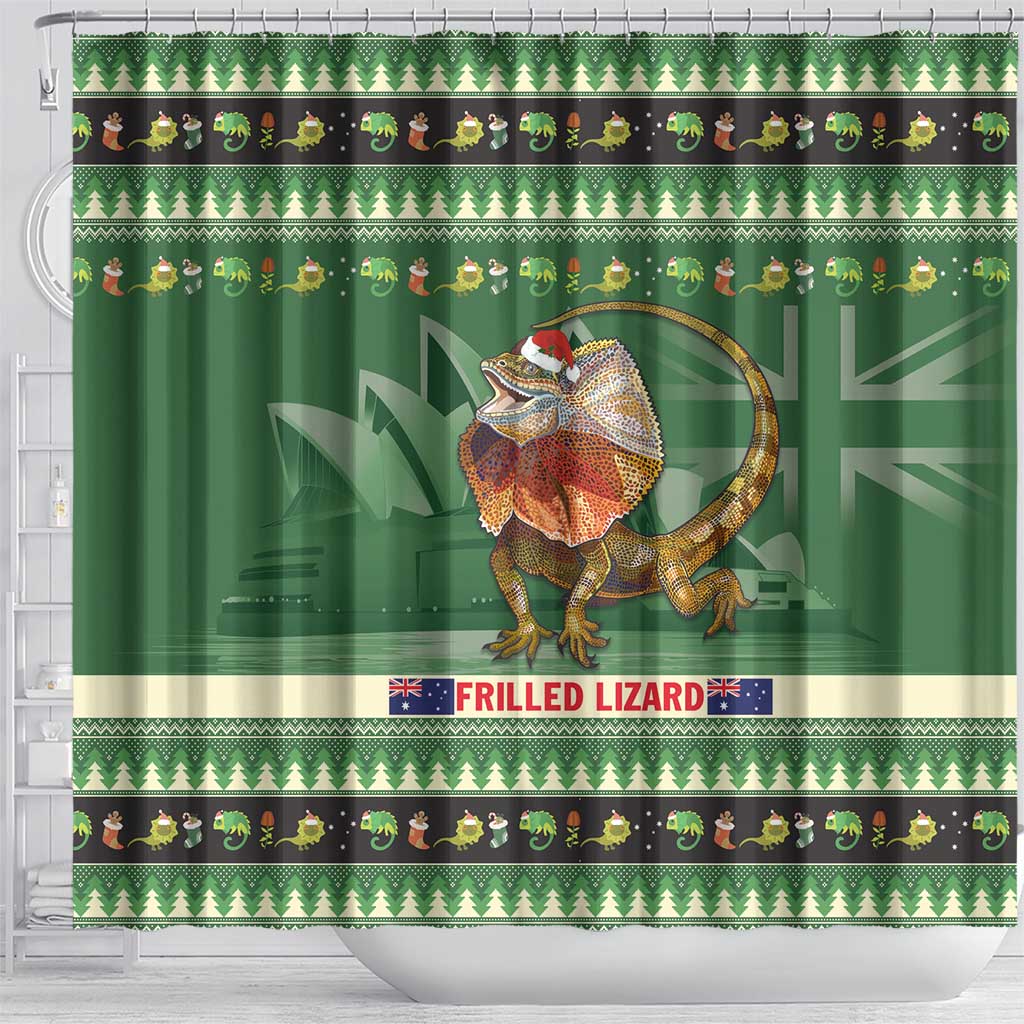 Aussie Frilled Lizard Shower Curtain Merry Christmas