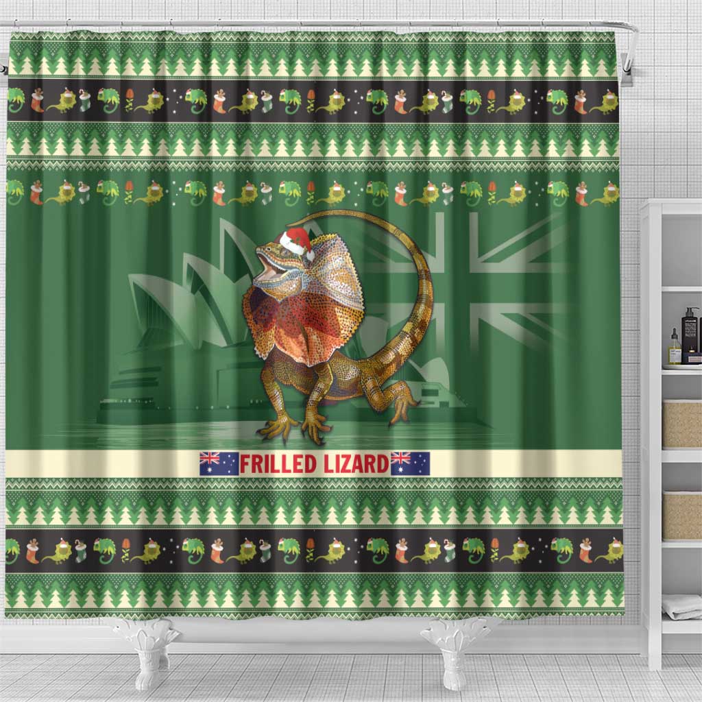 Aussie Frilled Lizard Shower Curtain Merry Christmas