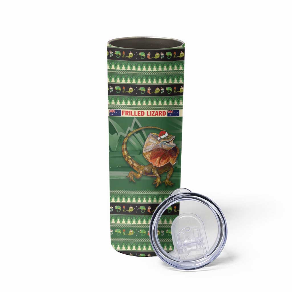 Aussie Frilled Lizard Skinny Tumbler Merry Christmas