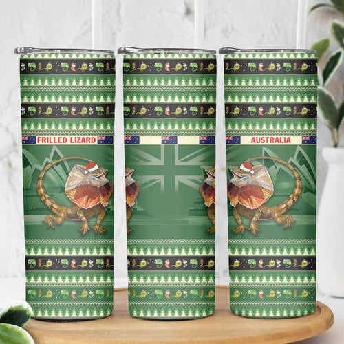 Aussie Frilled Lizard Skinny Tumbler Merry Christmas