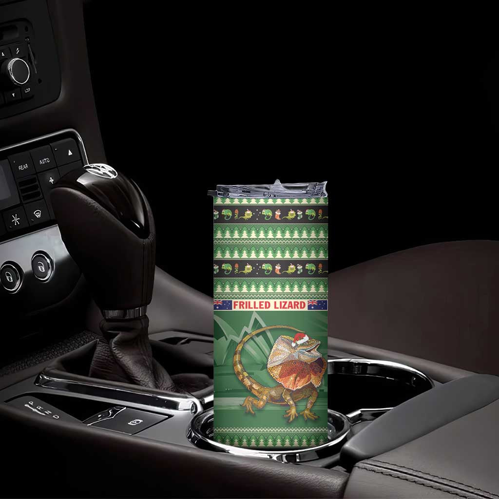 Aussie Frilled Lizard Skinny Tumbler Merry Christmas