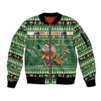 Aussie Frilled Lizard Sleeve Zip Bomber Jacket Merry Christmas
