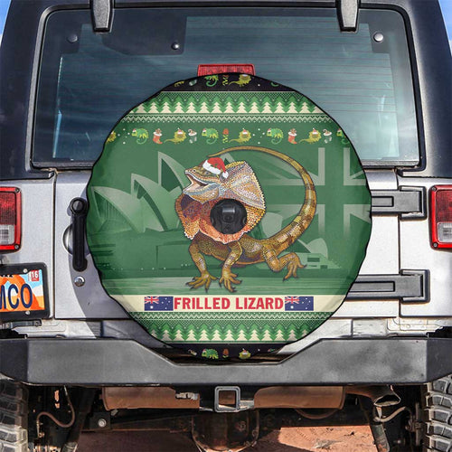 Aussie Frilled Lizard Spare Tire Cover Merry Christmas
