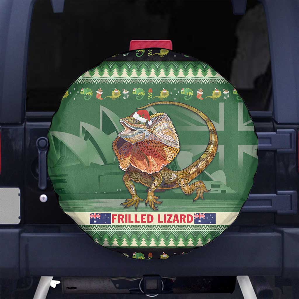 Aussie Frilled Lizard Spare Tire Cover Merry Christmas