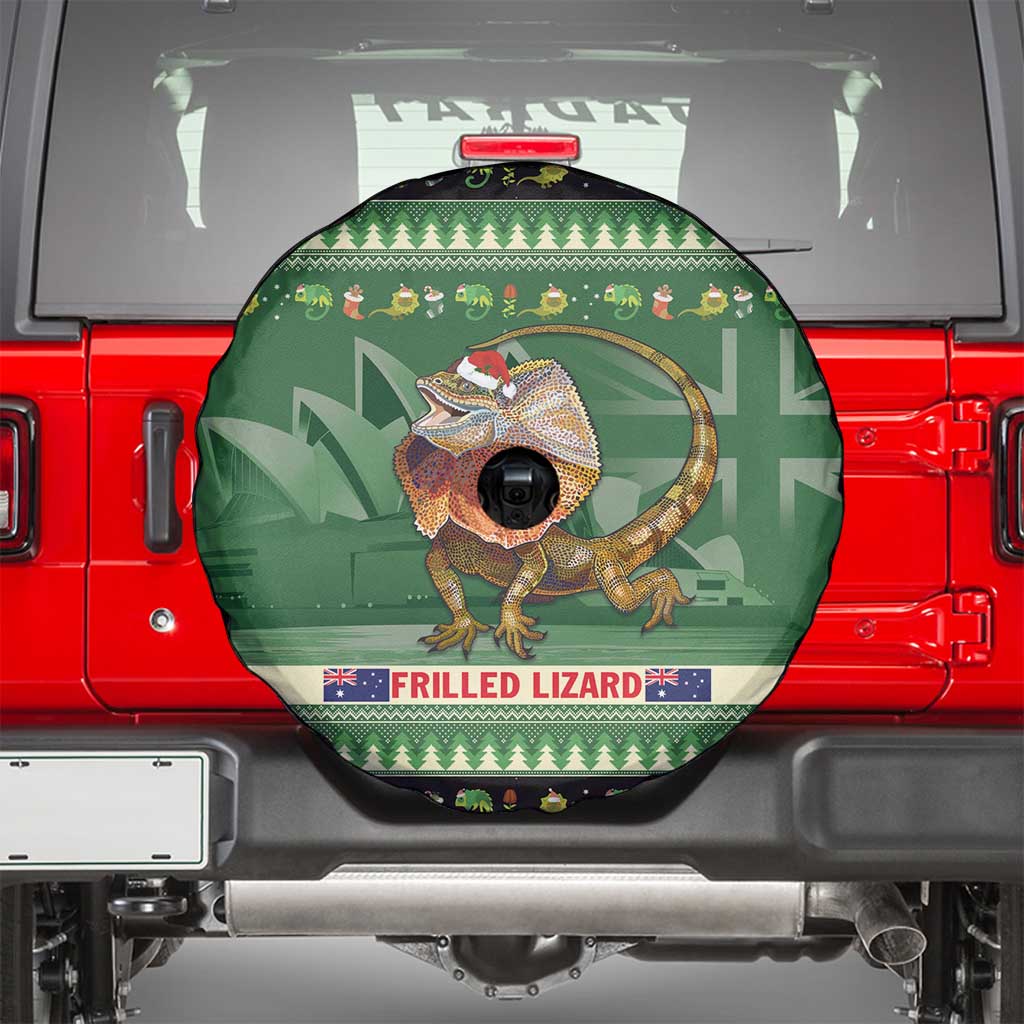 Aussie Frilled Lizard Spare Tire Cover Merry Christmas