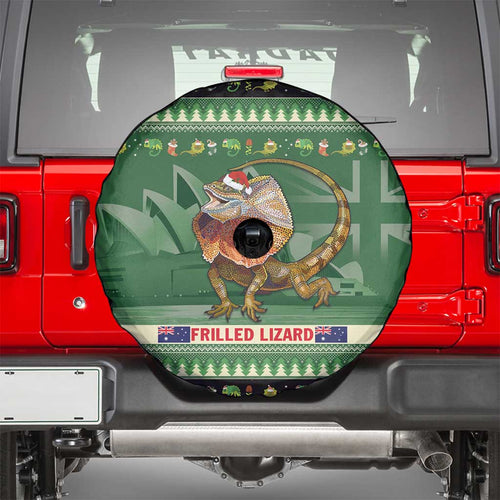 Aussie Frilled Lizard Spare Tire Cover Merry Christmas