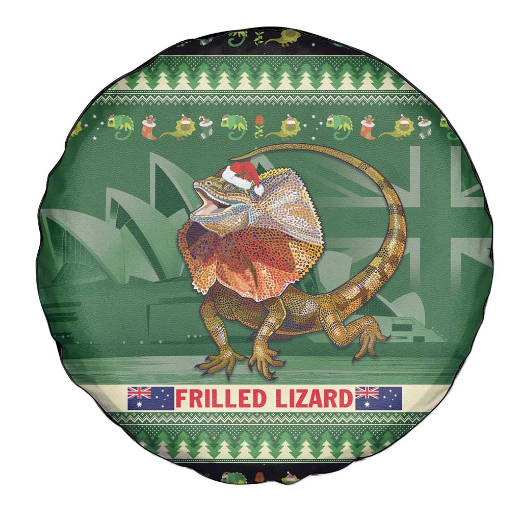 Aussie Frilled Lizard Spare Tire Cover Merry Christmas