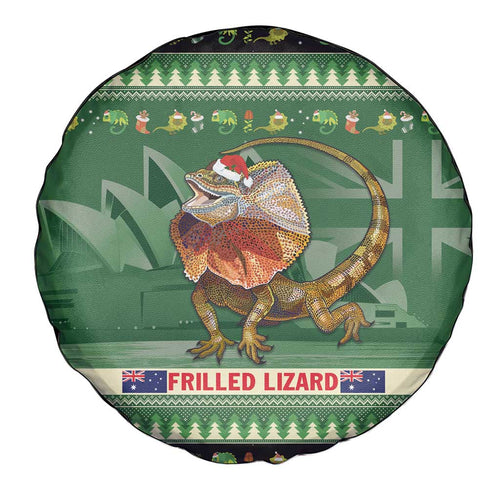 Aussie Frilled Lizard Spare Tire Cover Merry Christmas