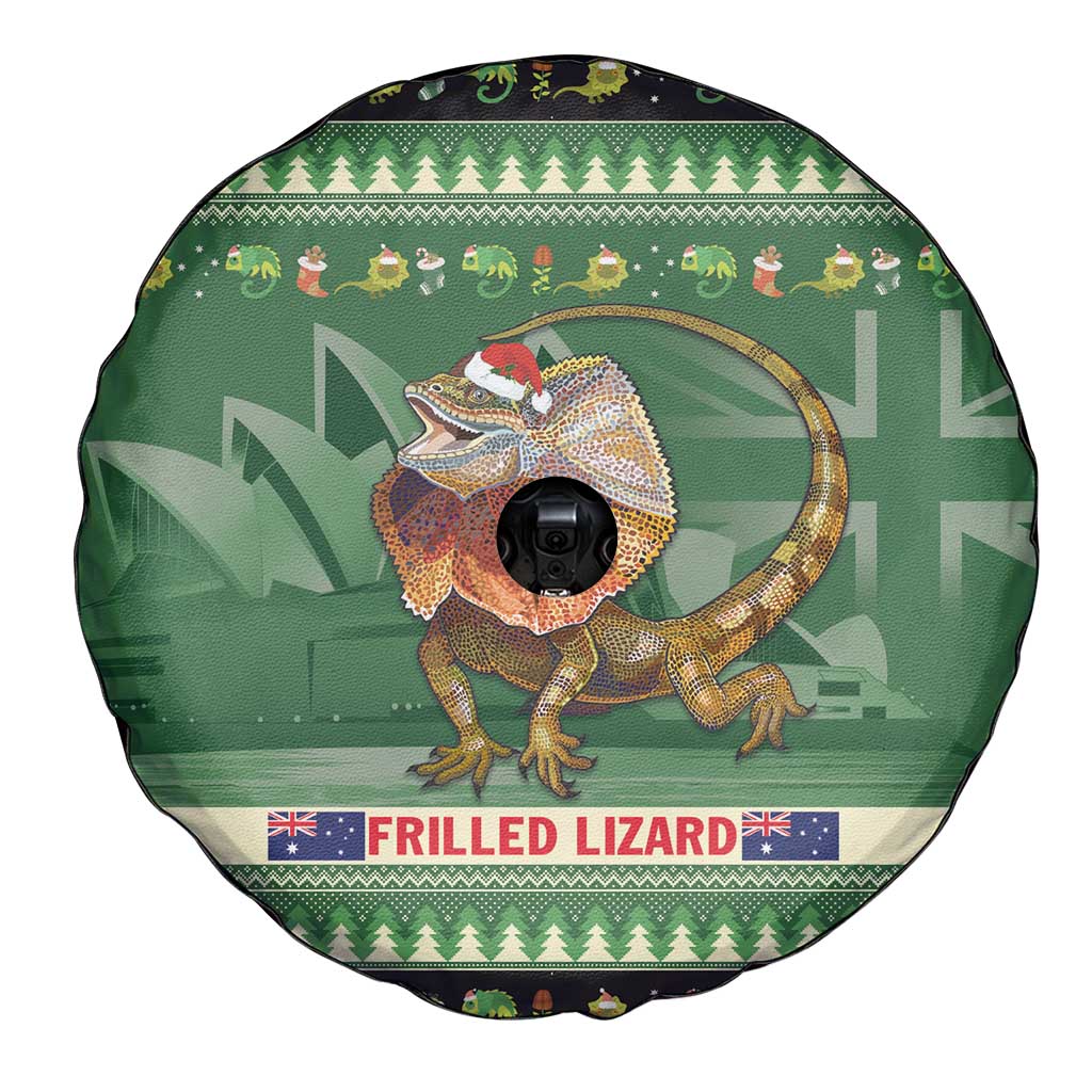 Aussie Frilled Lizard Spare Tire Cover Merry Christmas