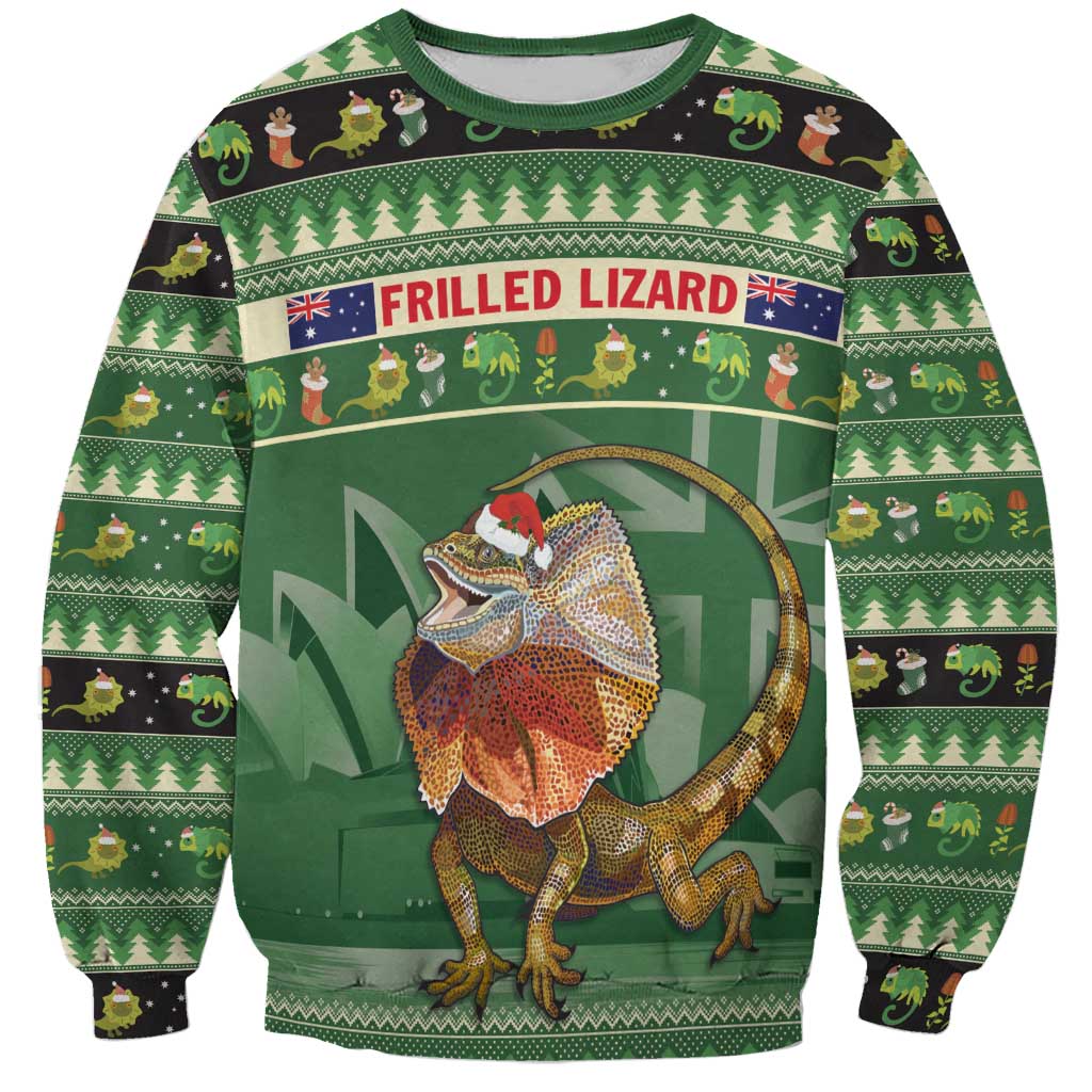 Aussie Frilled Lizard Sweatshirt Merry Christmas