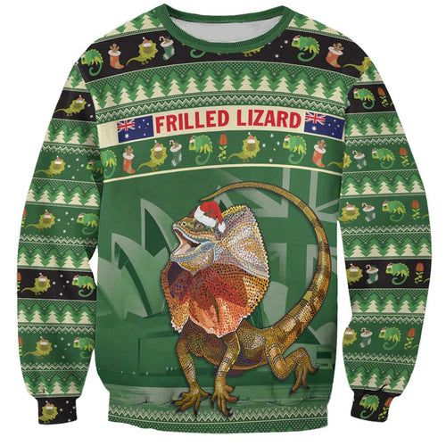 Aussie Frilled Lizard Sweatshirt Merry Christmas
