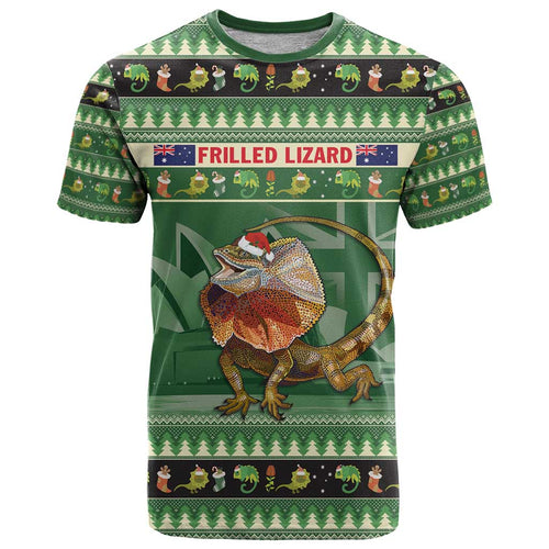 Aussie Frilled Lizard T Shirt Merry Christmas
