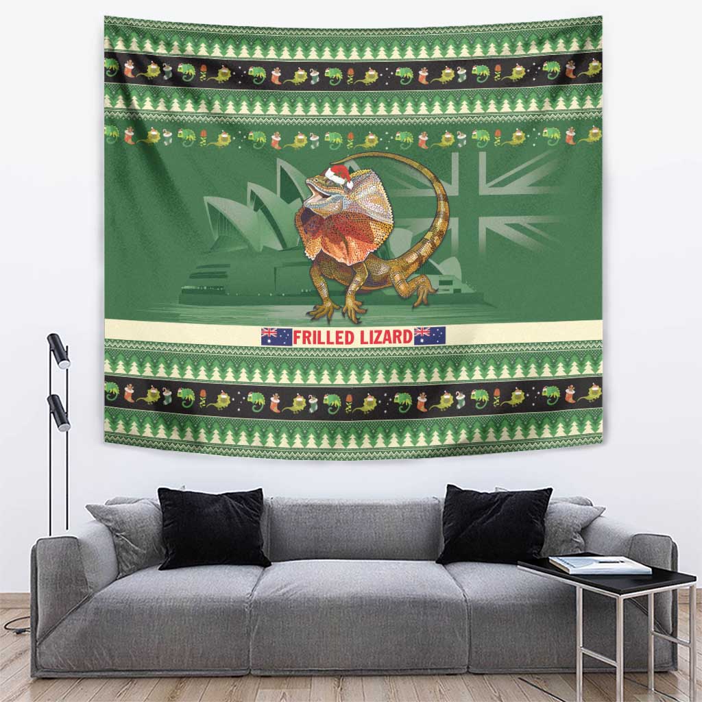 Aussie Frilled Lizard Tapestry Merry Christmas