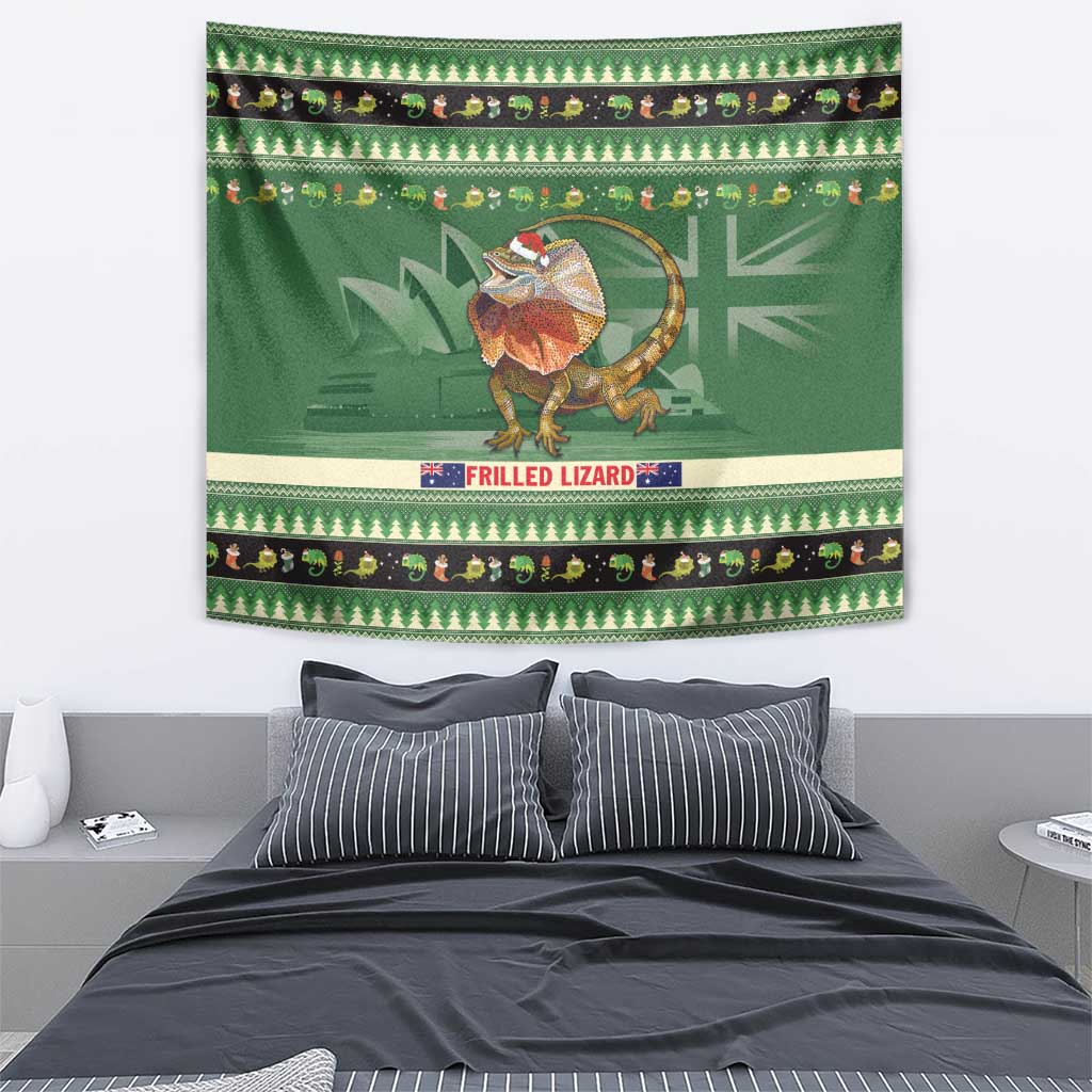Aussie Frilled Lizard Tapestry Merry Christmas